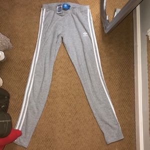 Light Gray Adidas 3 Stripe Leggings